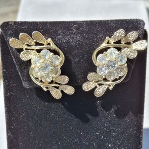 Coro Gold and Silver Crystal Earrings